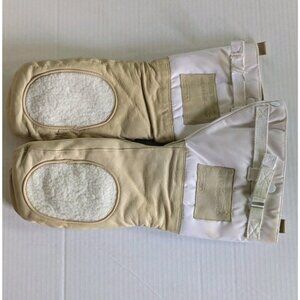 Ganka Expedition Mens XL Mittens Snowmobile Leather Mitts Lined White Wool-blend